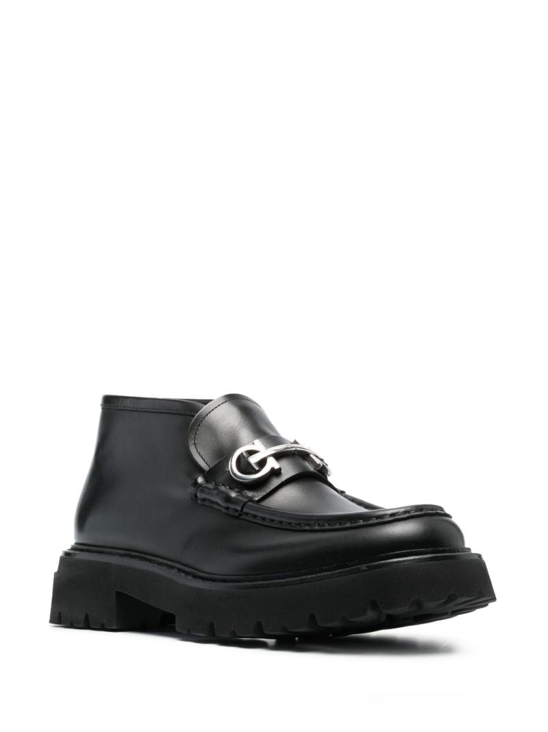 Black Wallabee Leather Ankle Boots