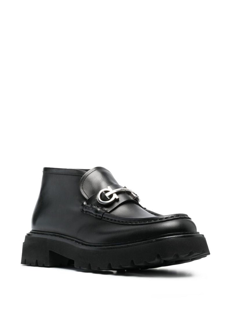 Black Wallabee Leather Ankle Boots