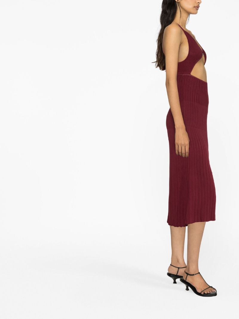 Red Cut-out Ribbed-knit Dress