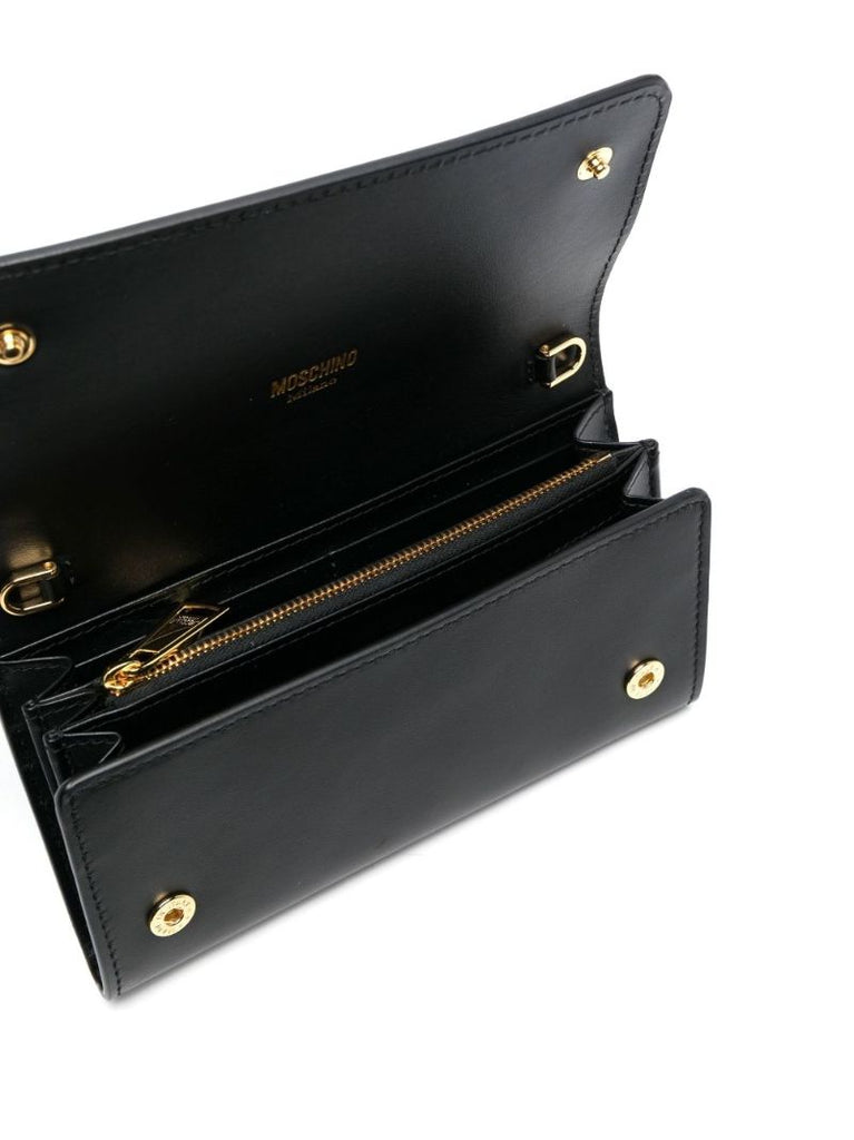 Black Crystal Logo Clutch Bag