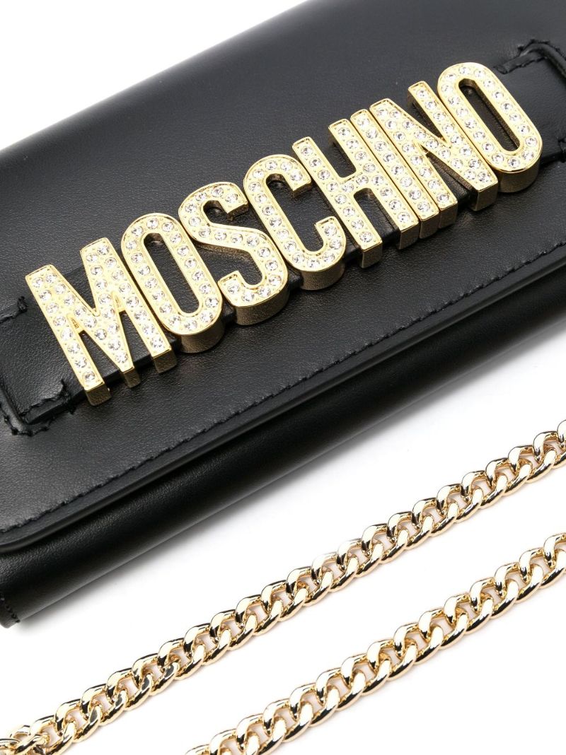 Black Crystal Logo Clutch Bag