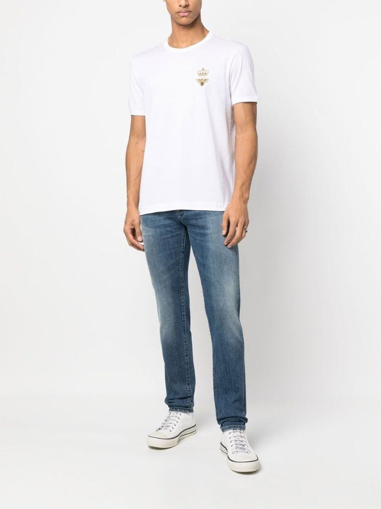 White Embroidered Cotton T-shirt