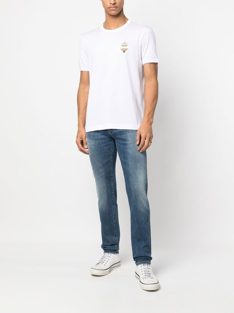 White Embroidered Cotton T-shirt