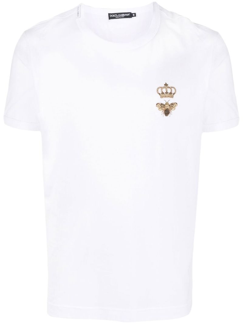 White Embroidered Cotton T-shirt