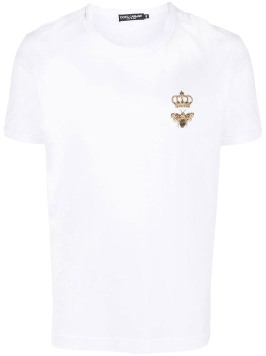 White Embroidered Cotton T-shirt