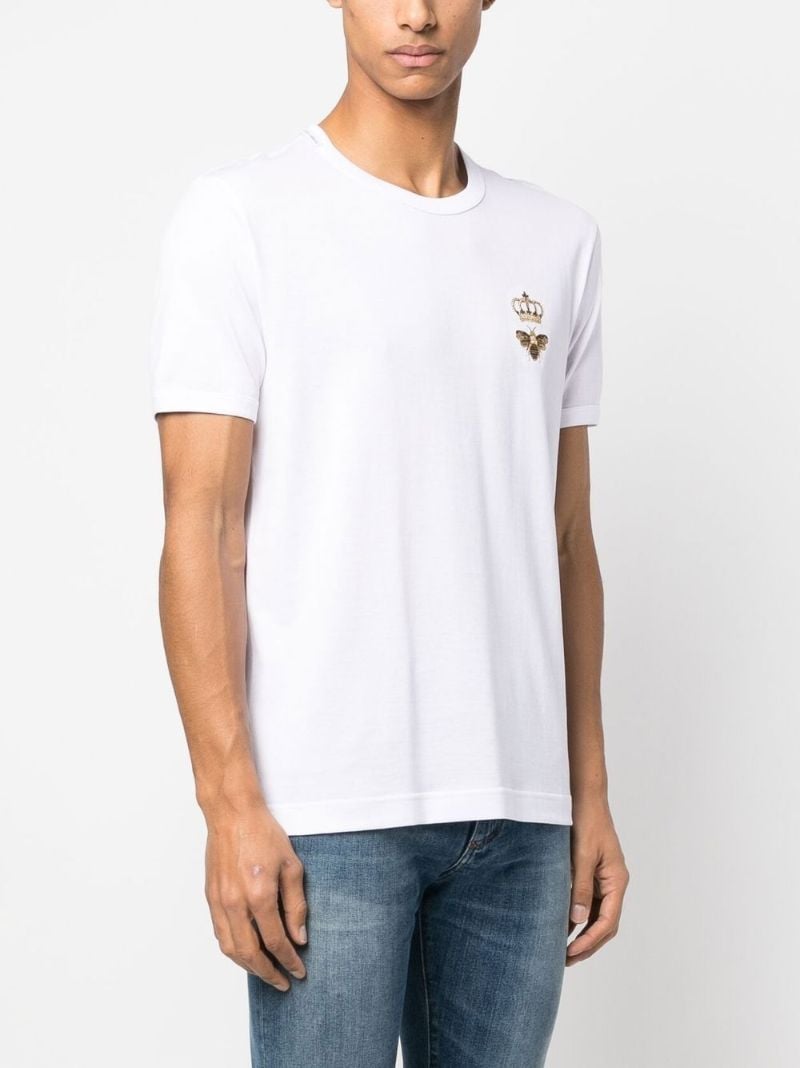 White Embroidered Cotton T-shirt