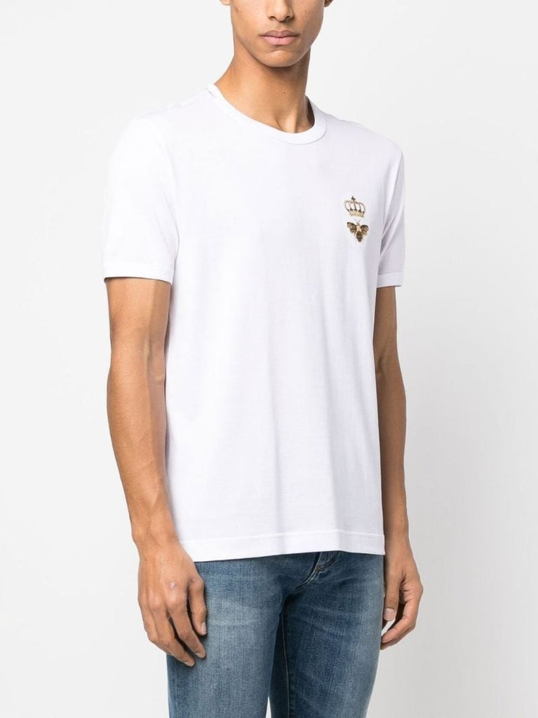 White Embroidered Cotton T-shirt