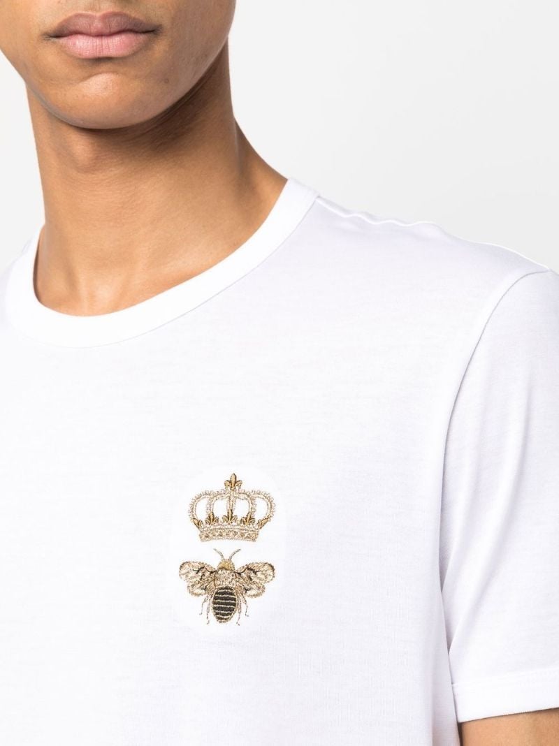 White Embroidered Cotton T-shirt