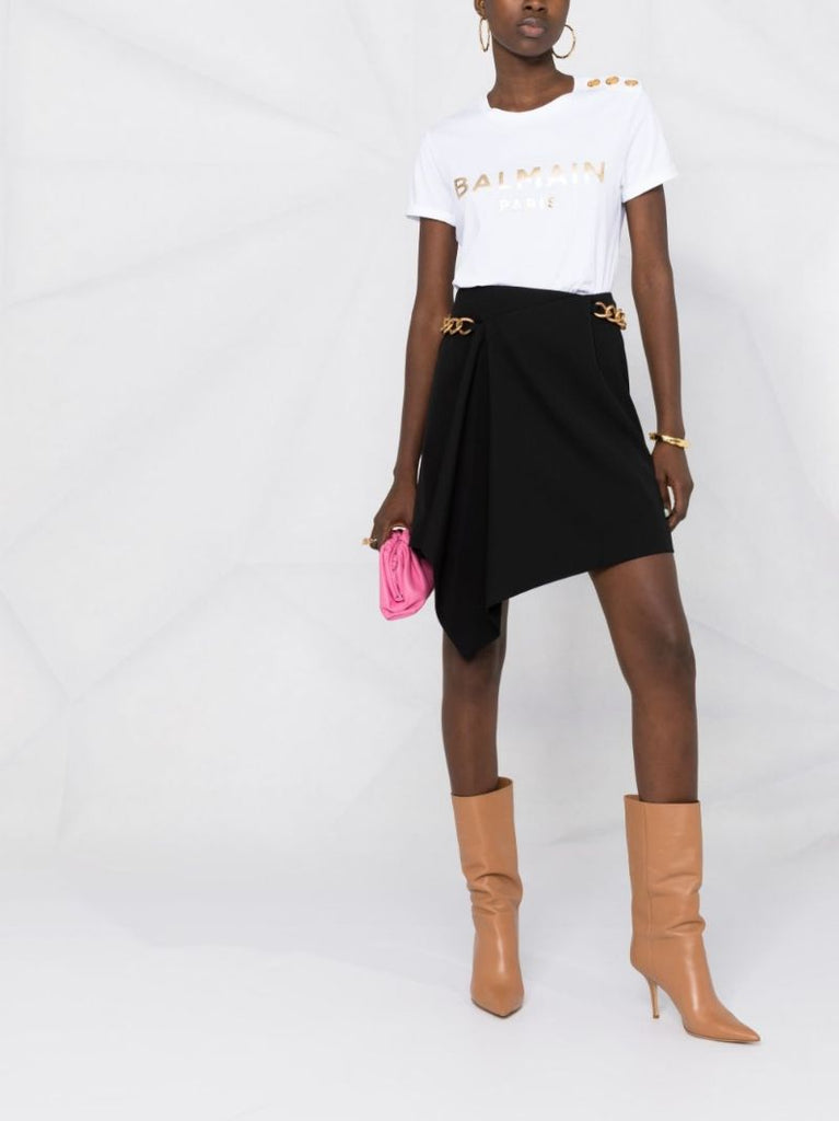White Button-embellished Organic Cotton T-shirt