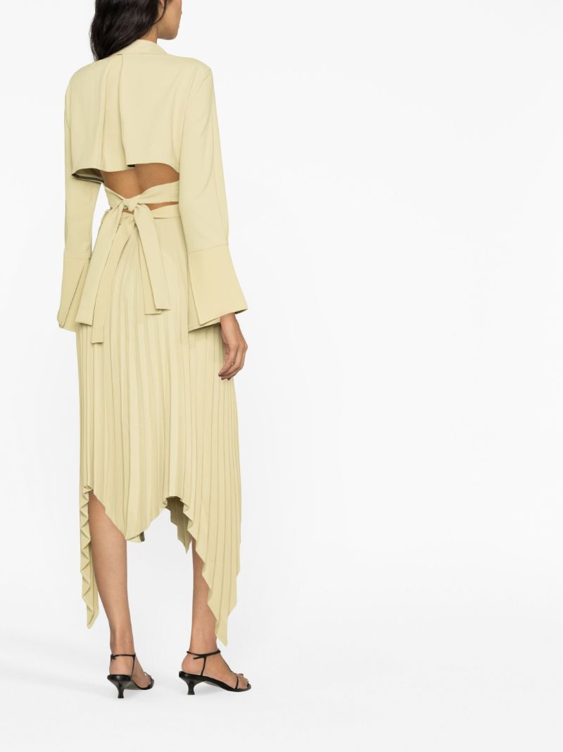 Green Asymmetric Pleated Skirt