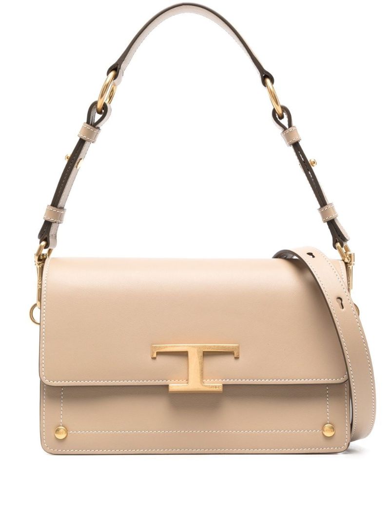 Neutral Logo Plaque Mini Leather Shoulder Bag