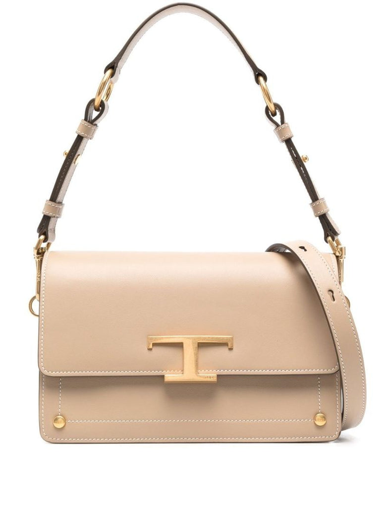 Neutral Logo Plaque Mini Leather Shoulder Bag