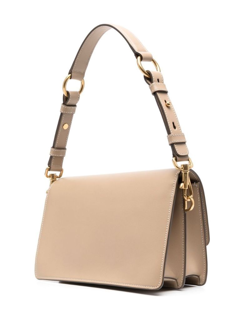 Neutral Logo Plaque Mini Leather Shoulder Bag
