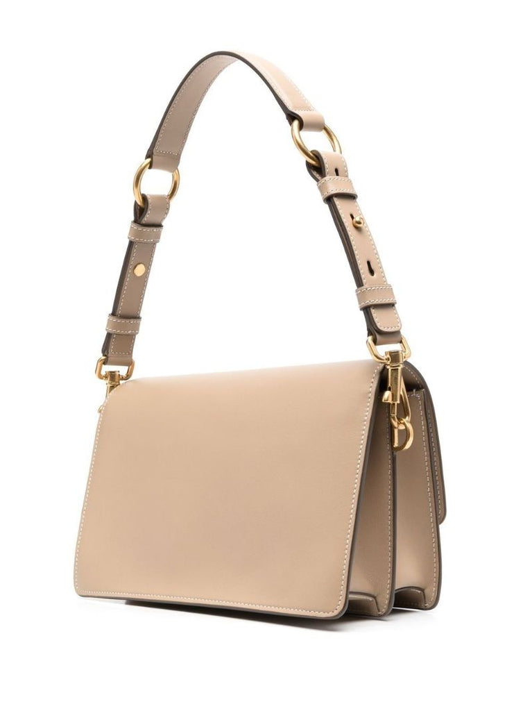 Neutral Logo Plaque Mini Leather Shoulder Bag