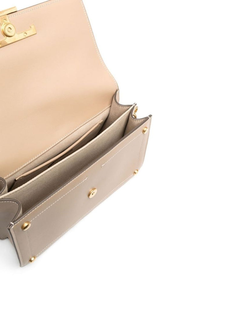 Neutral Logo Plaque Mini Leather Shoulder Bag