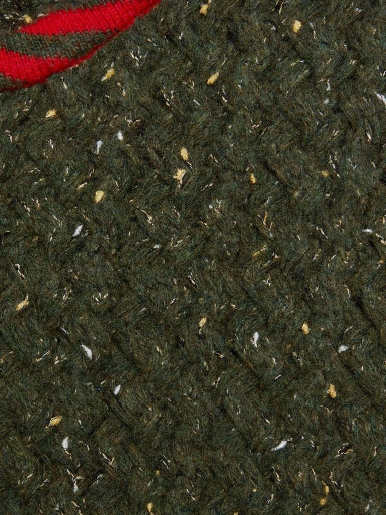 Green Cable-knit Contrast-trim Jacket