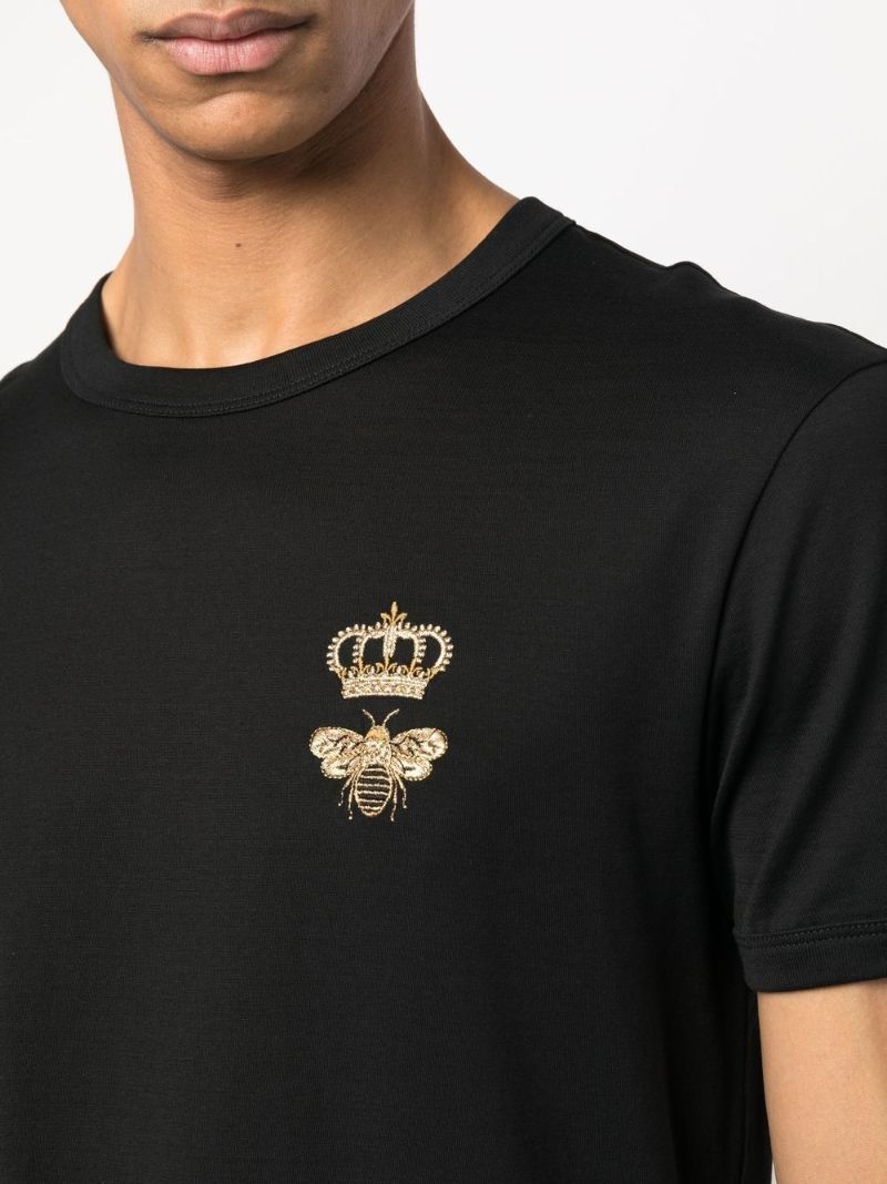 Black Embroidered Logo Cotton T-shirt