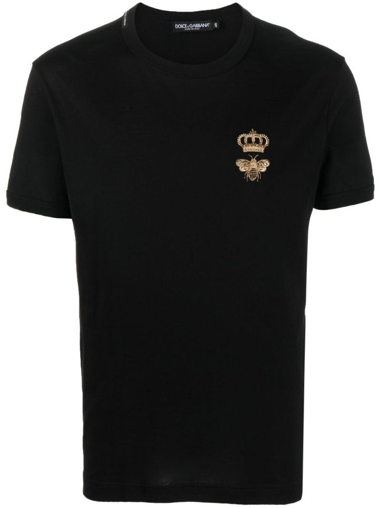 Black Embroidered Logo Cotton T-shirt