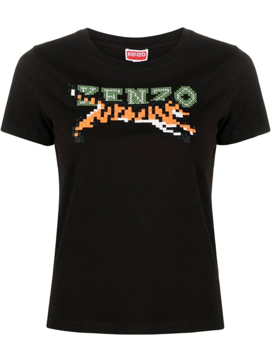 Black Embroidered-design T-shirt