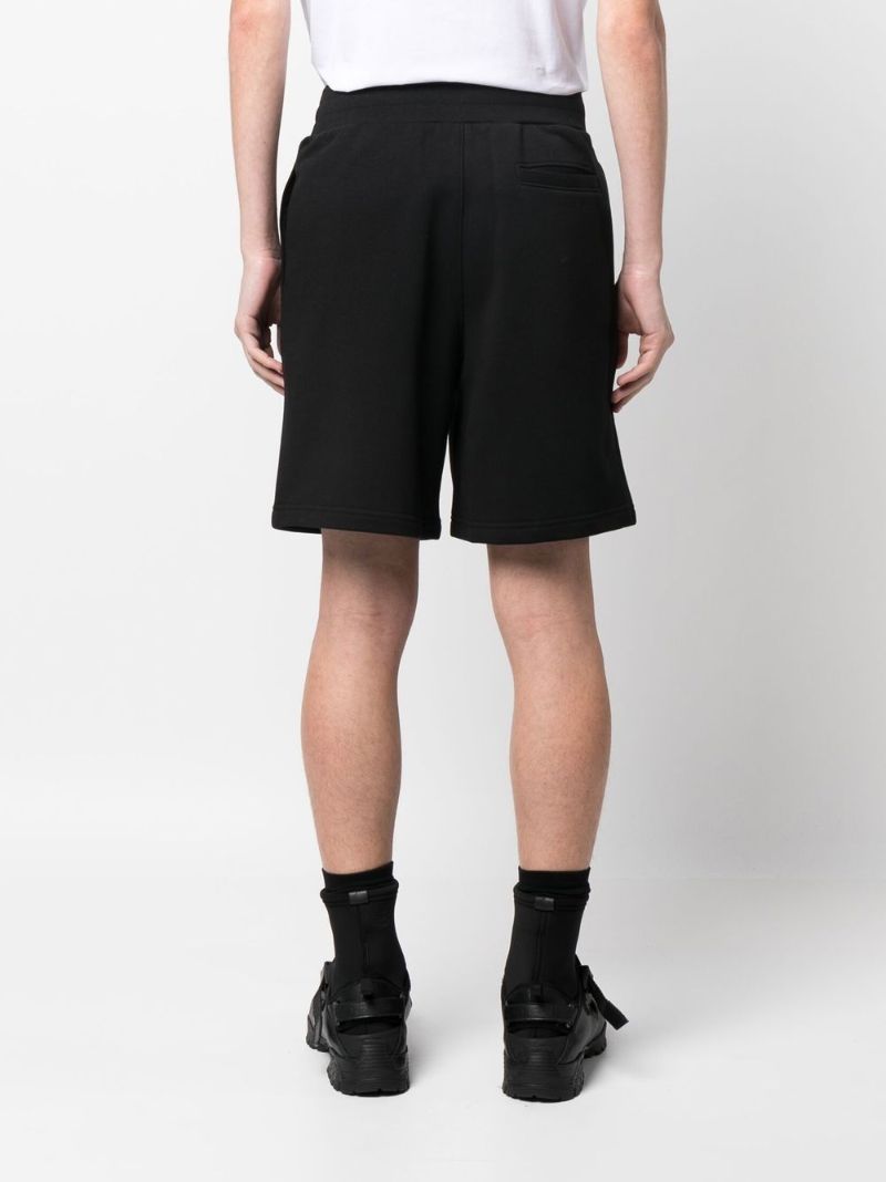 Black Logo Print Cotton Track Shorts