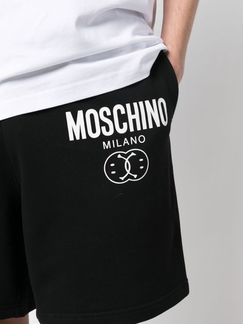 Black Logo Print Cotton Track Shorts