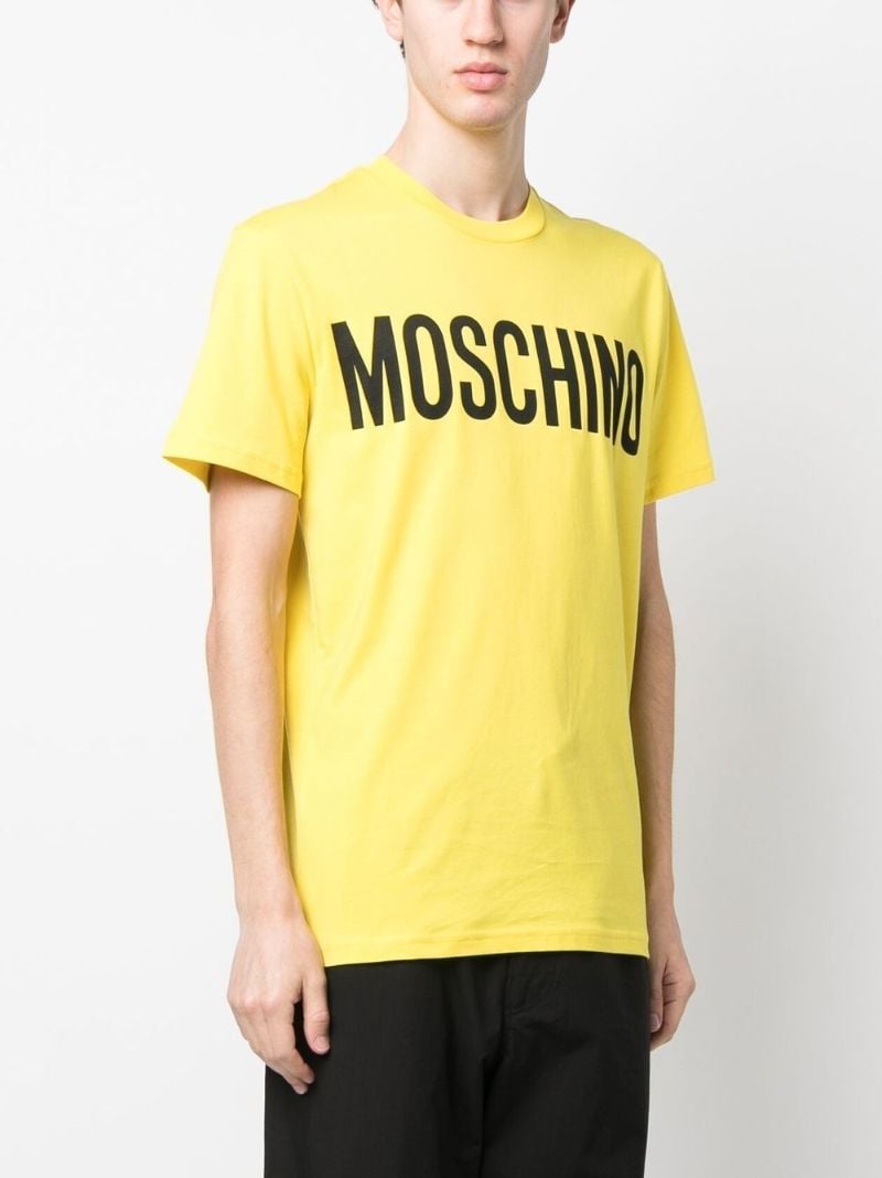 Yellow Logo Print Cotton T-shirt