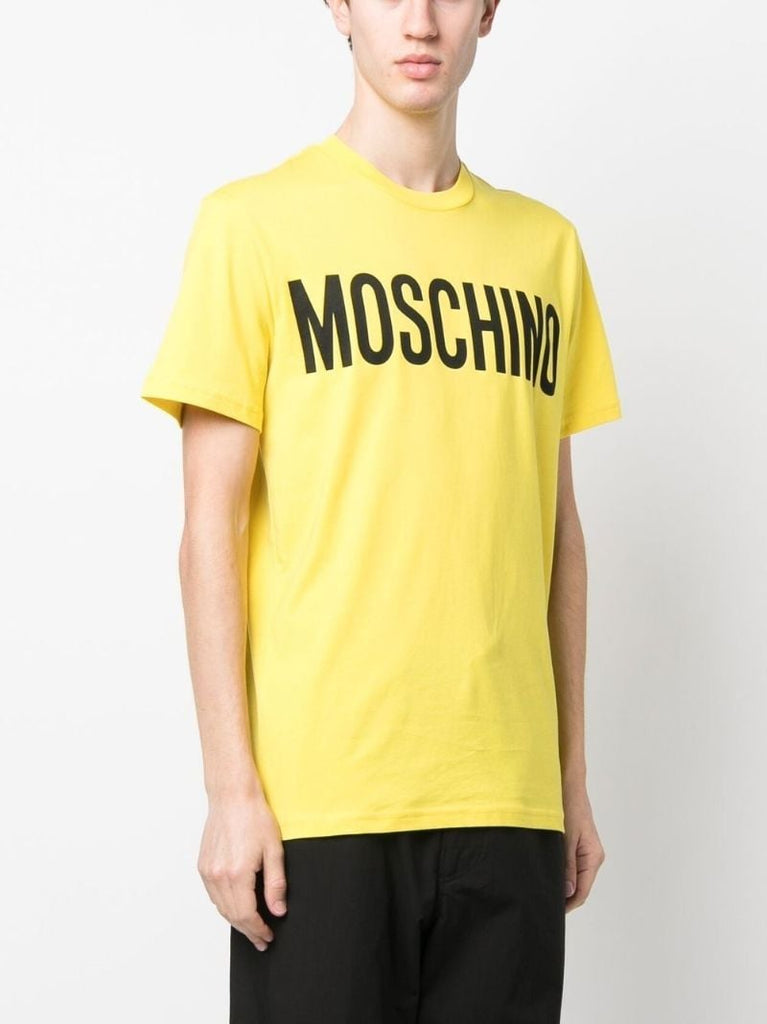 Yellow Logo Print Cotton T-shirt