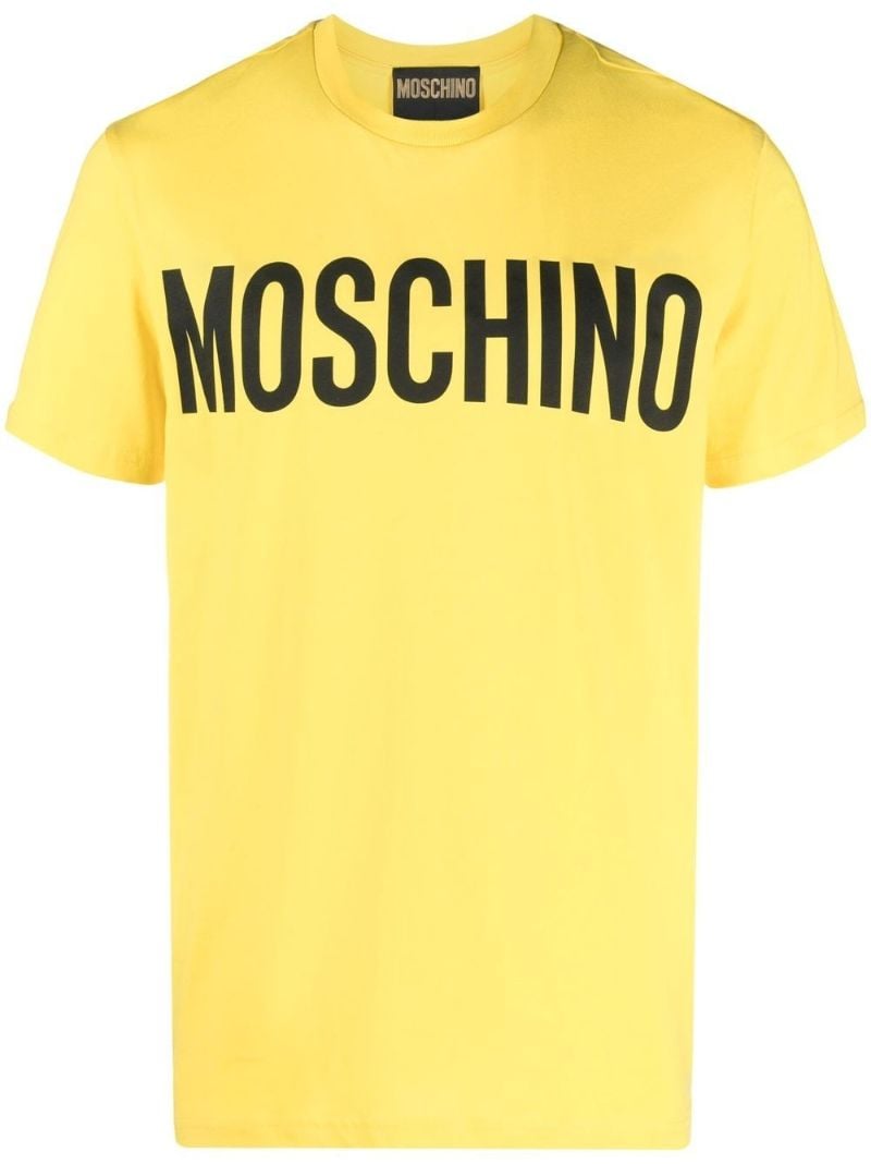 Yellow Logo Print Cotton T-shirt