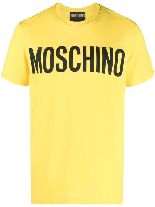 Yellow Logo Print Cotton T-shirt