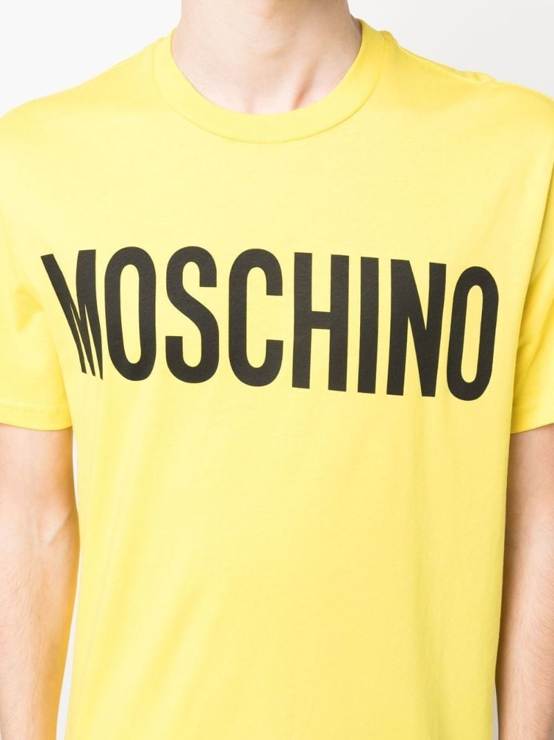 Yellow Logo Print Cotton T-shirt