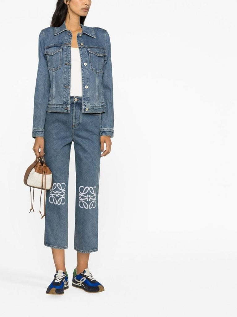 Blue Embroidered Anagram Denim Jacket