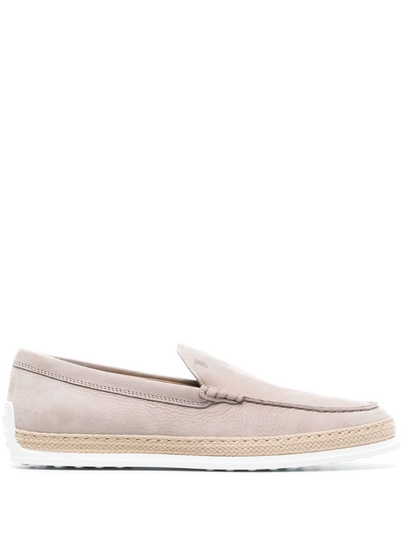 Neutral Leather Slip-on Loafers
