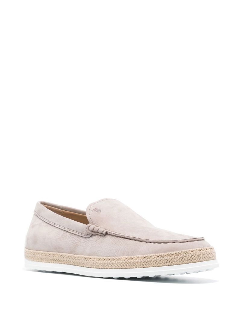 Neutral Leather Slip-on Loafers