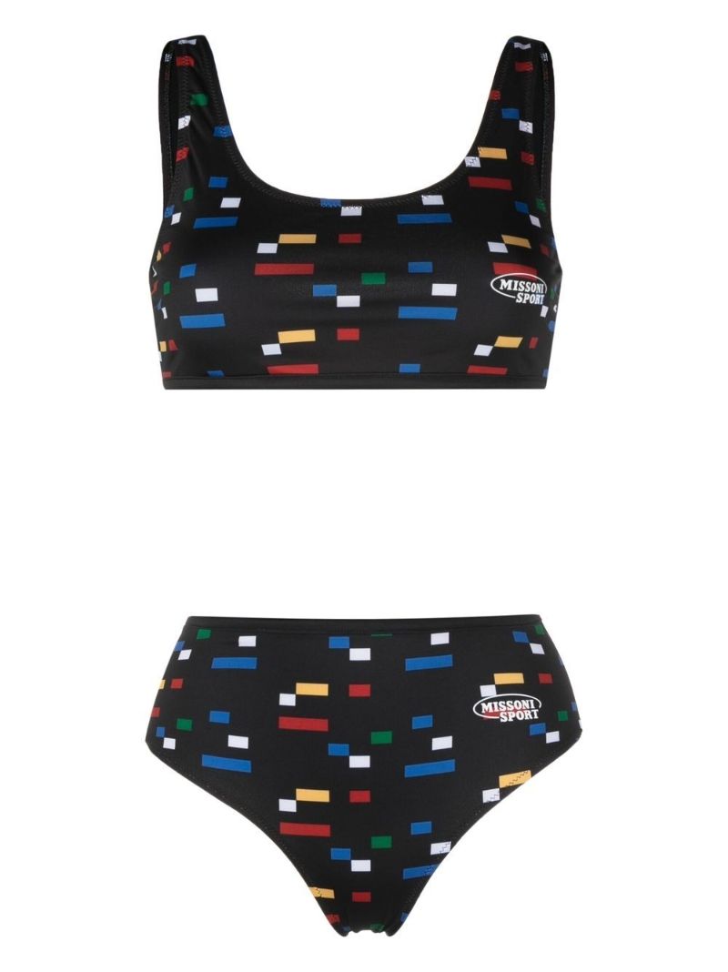 Black Sport Graphic-print Bikini