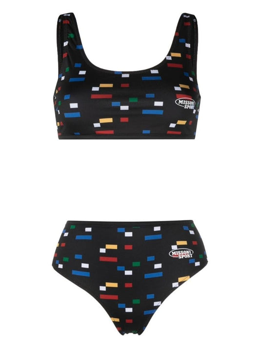 Black Sport Graphic-print Bikini