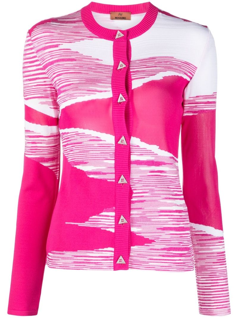 Pink Graphic Print Cardigan