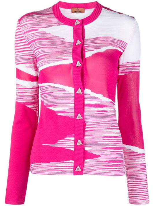 Pink Graphic Print Cardigan