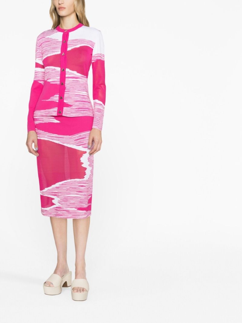 Pink Graphic Print Cardigan