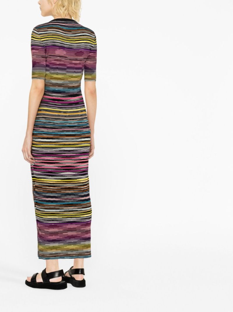 Black Striped Knitted Maxi Dress