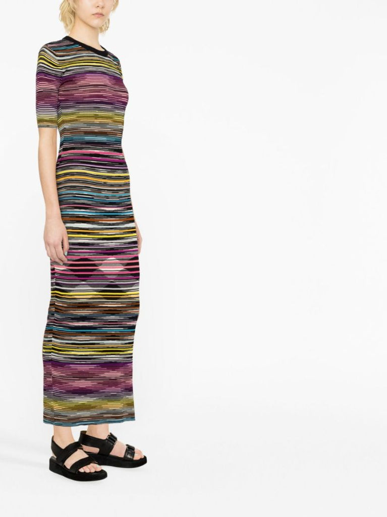 Black Striped Knitted Maxi Dress