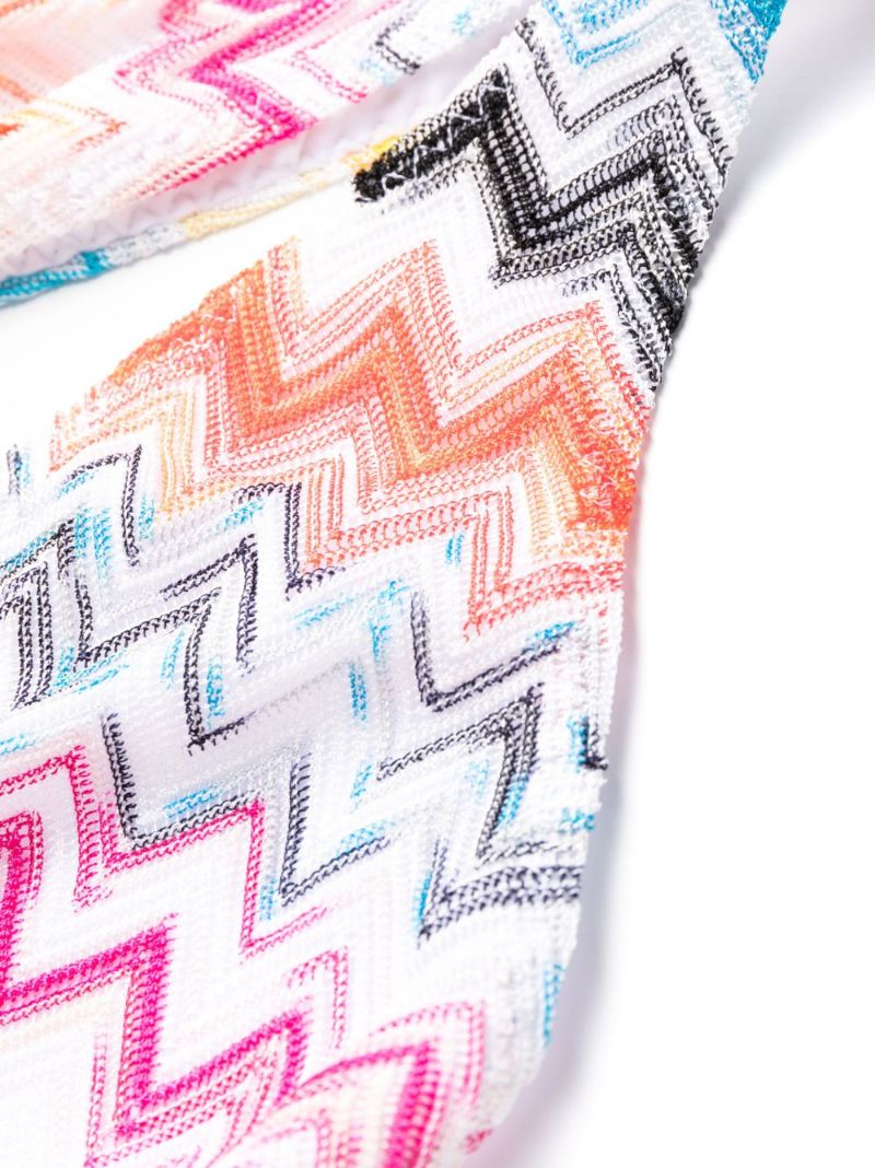 White Zigzag One Shoulder Swimsuit