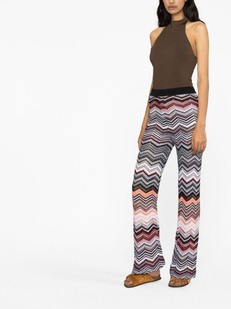 Black Zigzag Flared Trousers