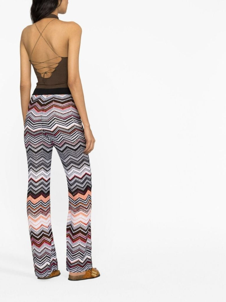 Black Zigzag Flared Trousers
