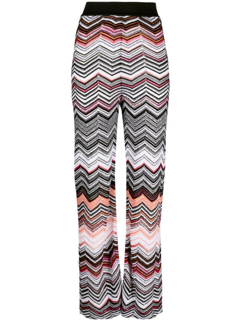 Black Zigzag Flared Trousers