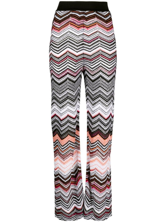Black Zigzag Flared Trousers