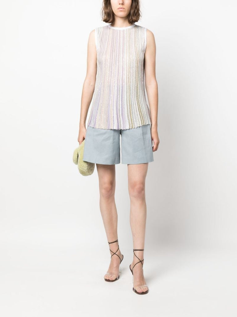 White Pleated Tank Top