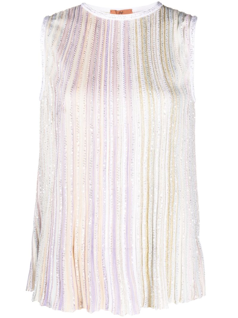 White Pleated Tank Top