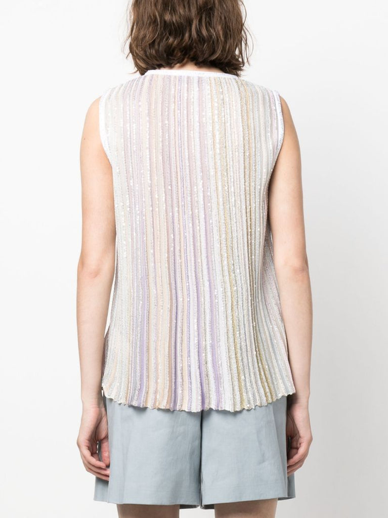 White Pleated Tank Top
