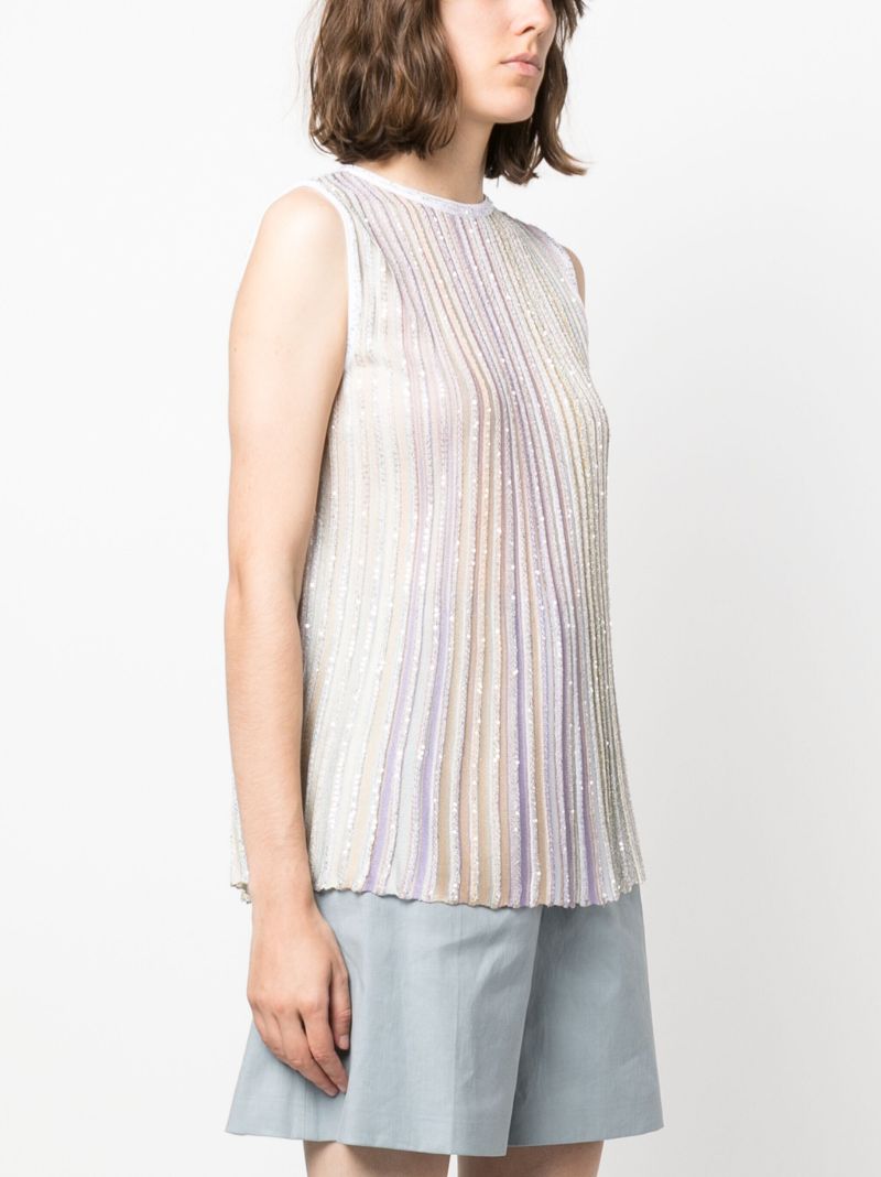 White Pleated Tank Top