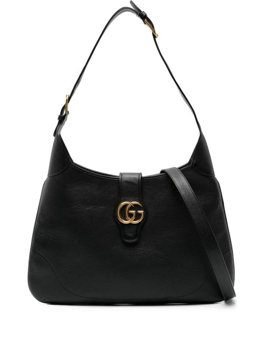 Black Aphrodite Large Leather Shoulder Bag